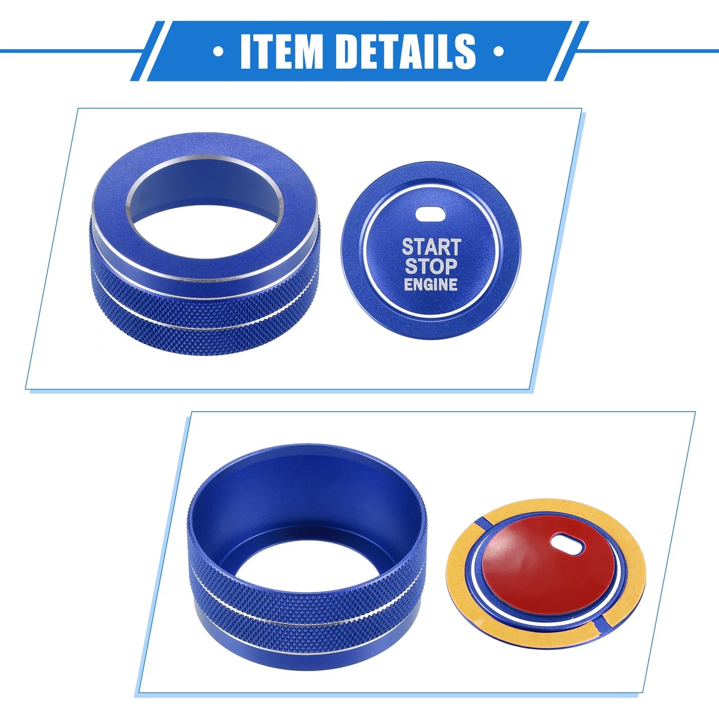 4 Pcs AC Climate Control Knob Rings for Toyota RAV4 (2019-2023) Blue