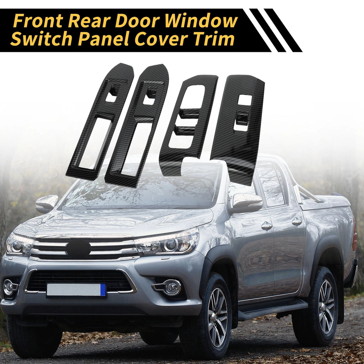 Set Carbon Fiber Pattern Front Door Window Switch Trim for Toyota Tacoma (2024–2024)