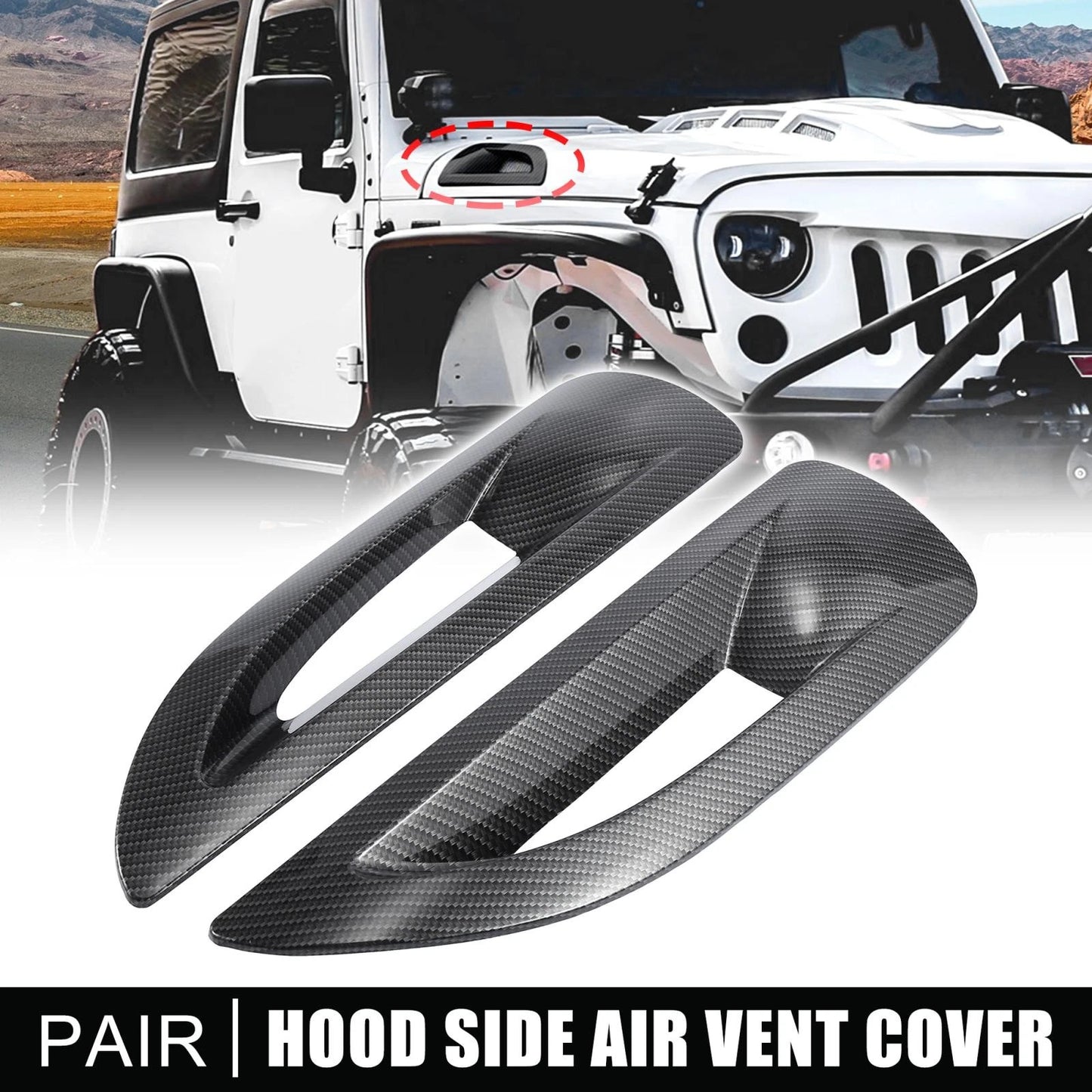 Hood Side Air Vent Covers for Jeep Wrangler JK JKU Unlimited Rubicon (07-17)