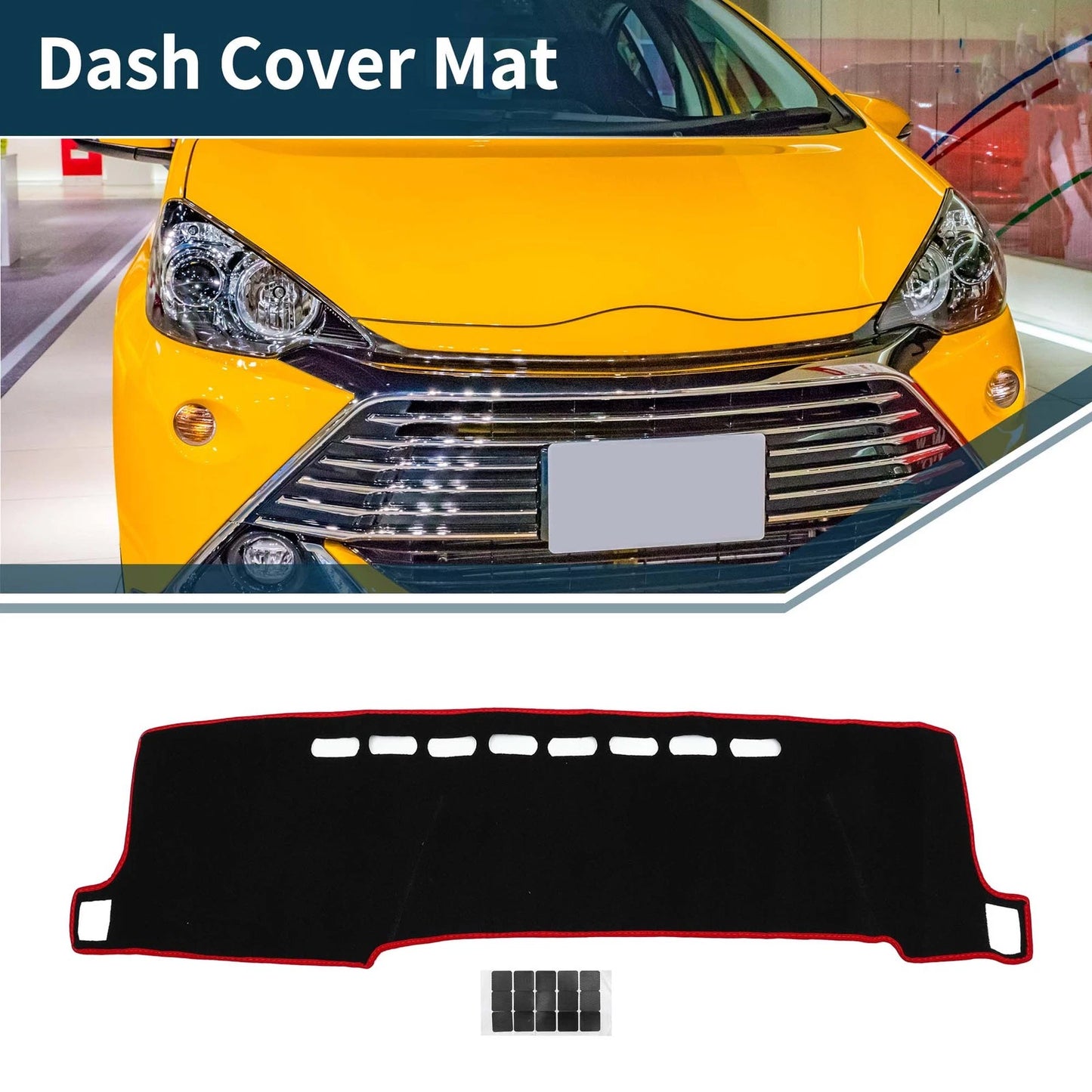 Dashboard Cover Mat for Toyota Aqua (2011-2021) - Black Red 1 Set