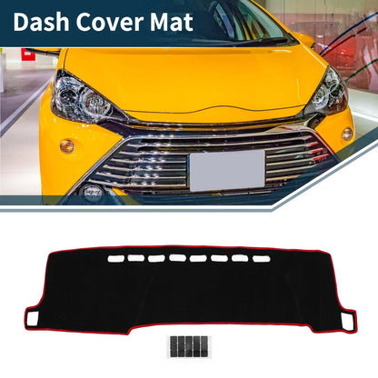 Dashboard Cover Mat for Toyota Aqua (2011-2021) - Black Red 1 Set