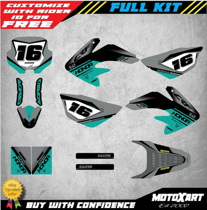 Custom Graphics Full Kit for Honda CRF80 2011-2020 - STING TEAL Stickers