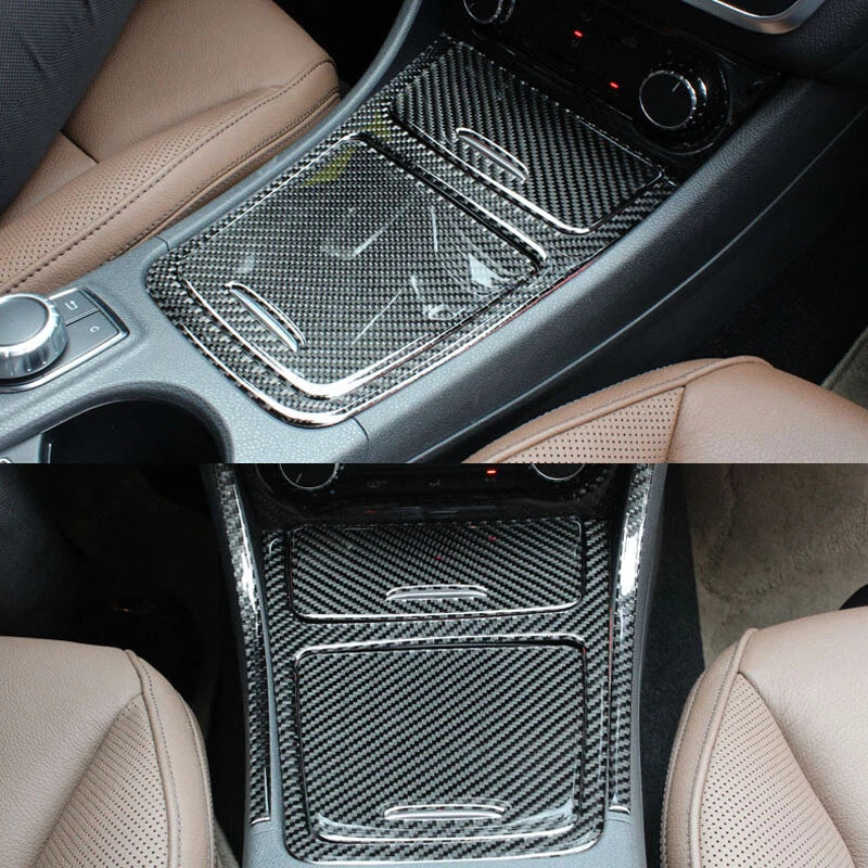 Car Real Carbon Center Console Cover Trim For Benz CLA GLA Class W117 2014-18