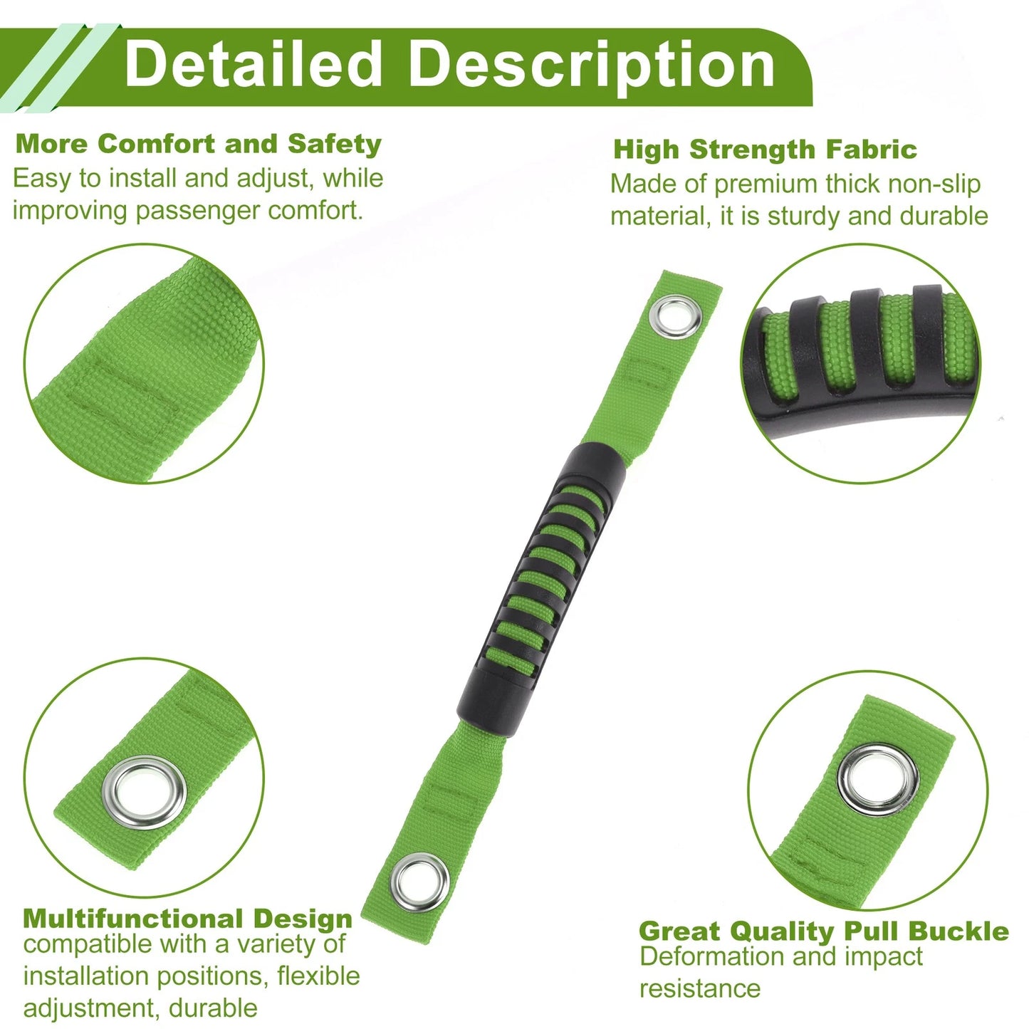 Roll Bar Grab Handles for Jeep Wrangler (2018-2026) Black Green