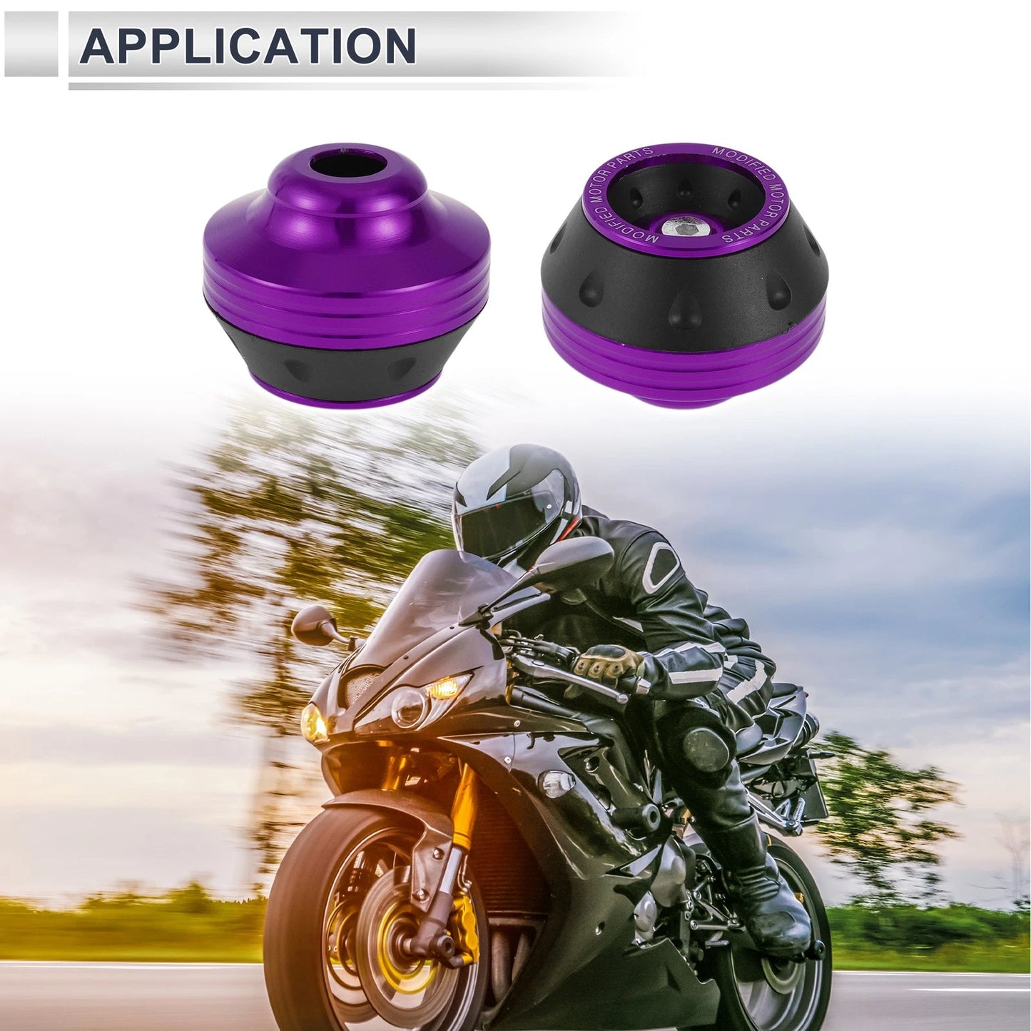 2 x 15mm Aluminum Alloy Plastic Motorcycle Slider Frame Purple for Make Model