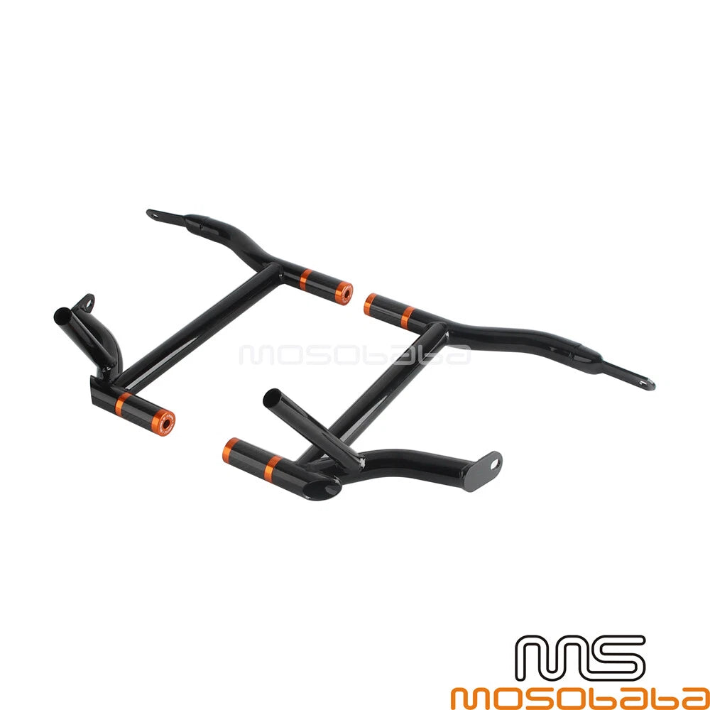 Saddlebag Bracket Guard Crash Bars & 4 x End Tube Sliders for Harley FLHXS (2014)