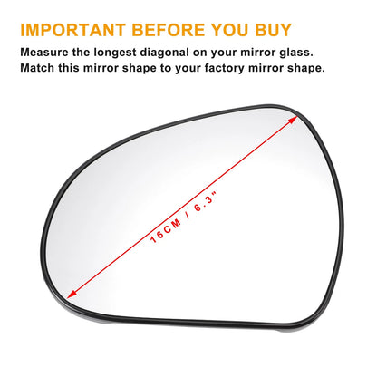 Left Side White Mirror Glass w/ Back Non-heated for Peugeot 207 308 (2006-2014)