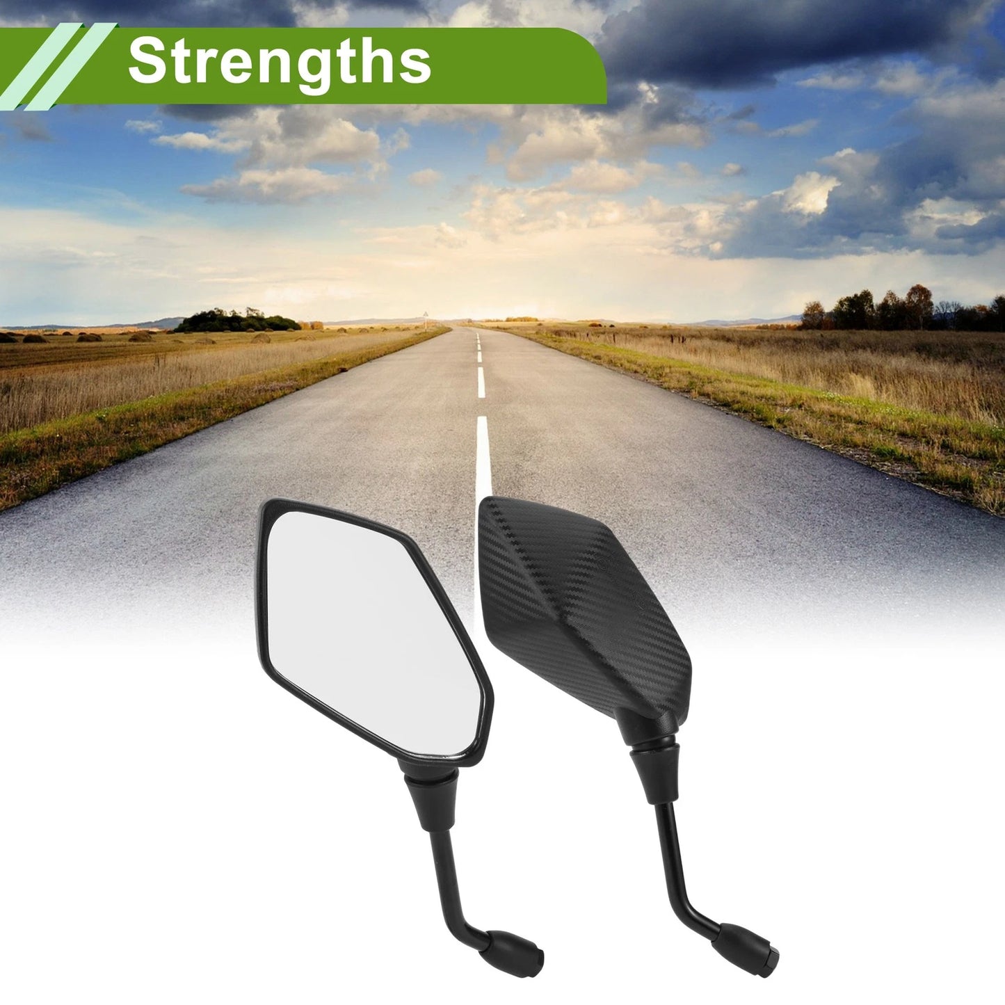Rear View Mirror for M8 Motorcycle Carbon Fiber Pattern Black Aluminum Plastic