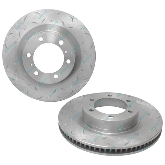 2 x Front Slotted Dimpled Disc Brake Rotors for Toyota Prado GRJ150 KDJ150 (2009-2019)