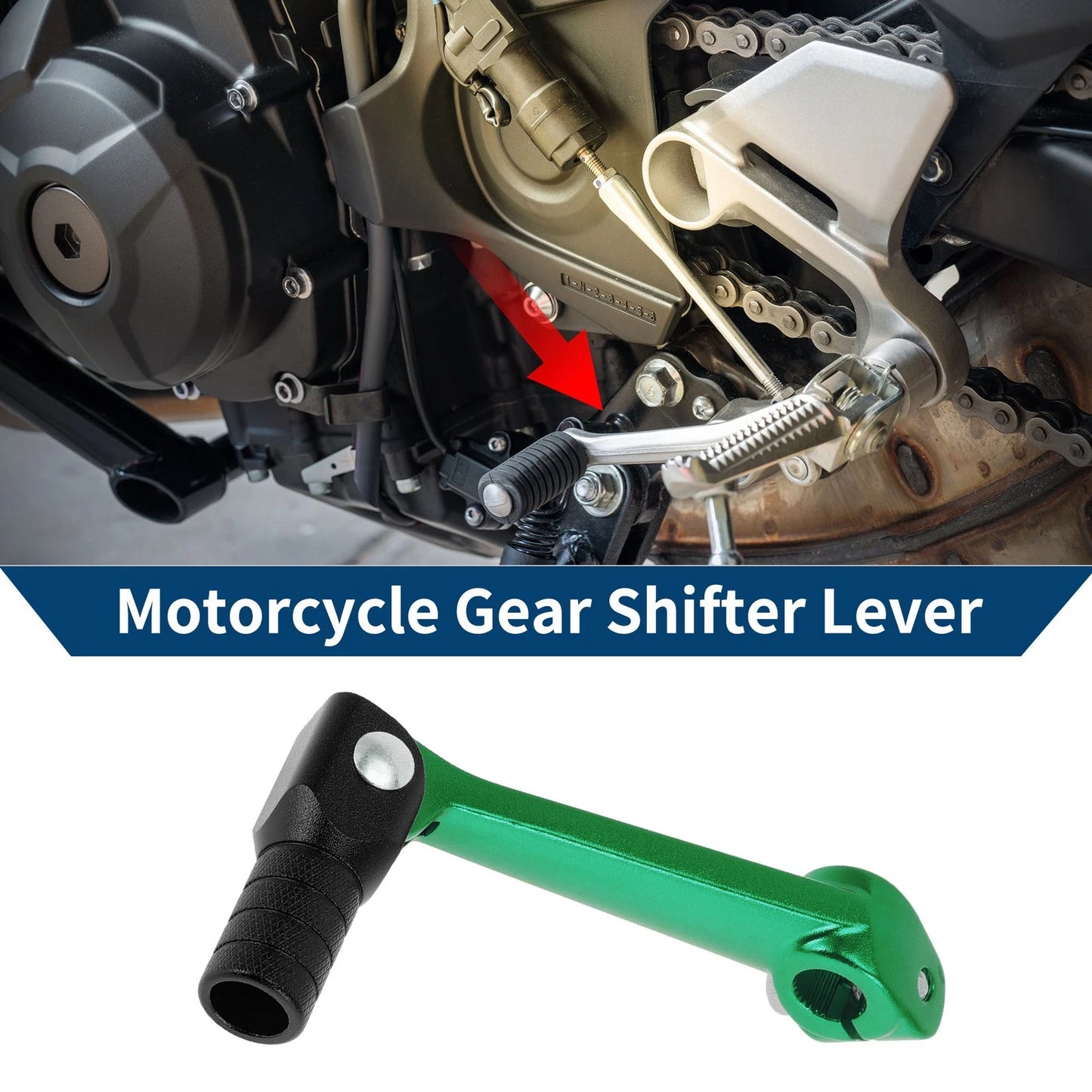 Folding Motorcycle Gear Shifter Lever for Bosuer M5 Green/Black Head
