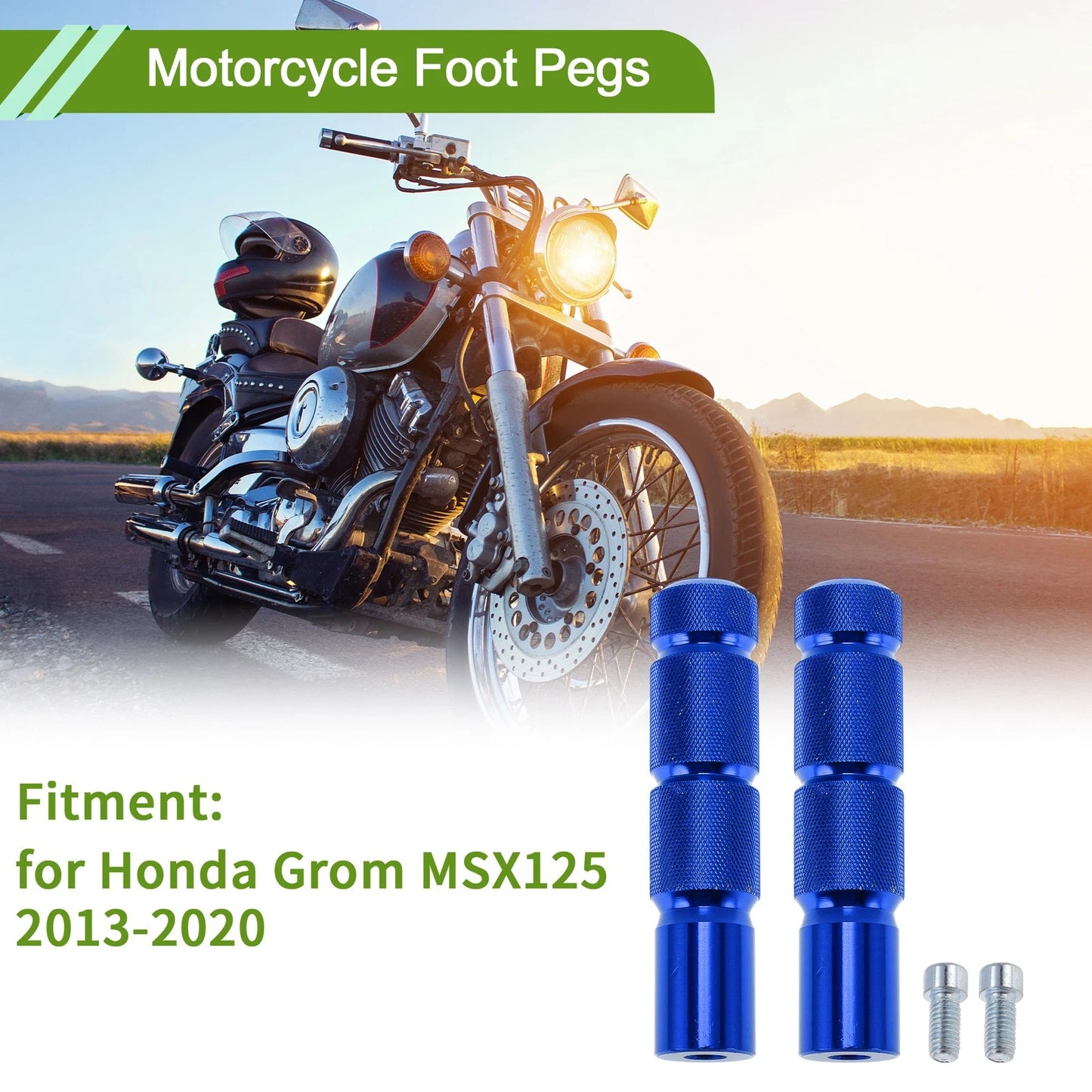 Foot Pegs Front Aluminum Alloy Blue for Honda Grom MSX125 (2013–2020)