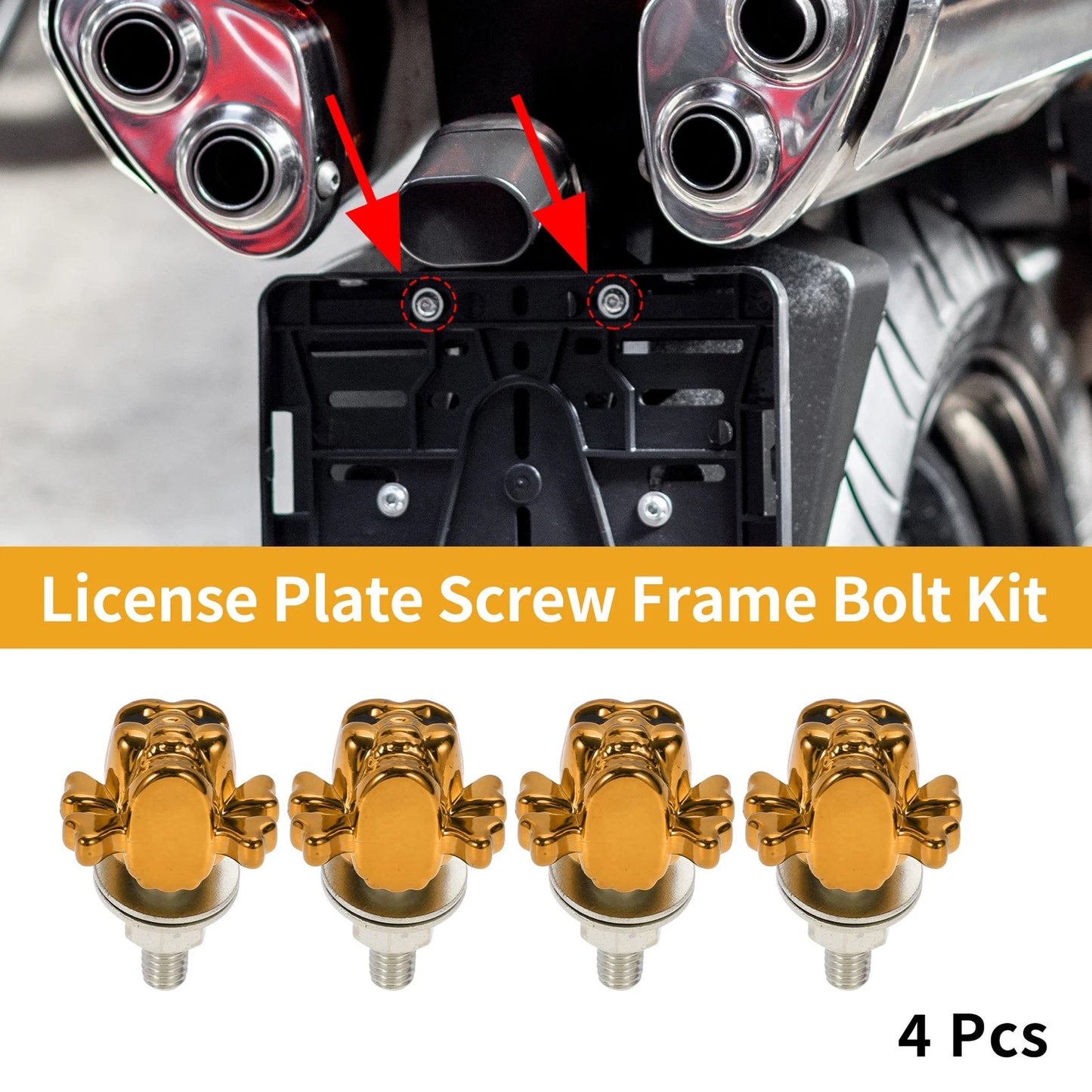 License Plate Screws Cover / 38mm Orange 4Pcs / for Universal Motorcycle