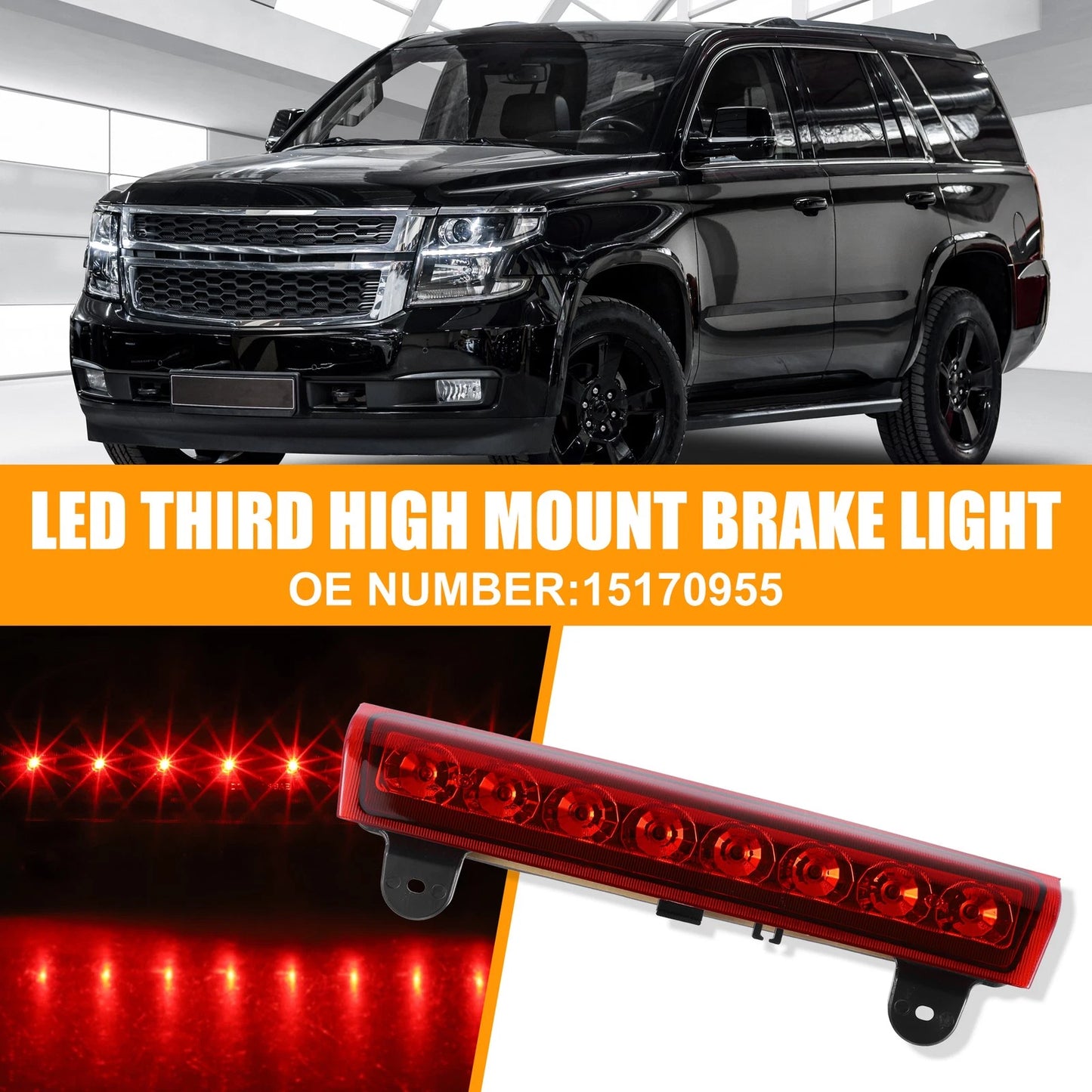 LED Third High Mount Brake Light for Chevrolet Suburban Black Red