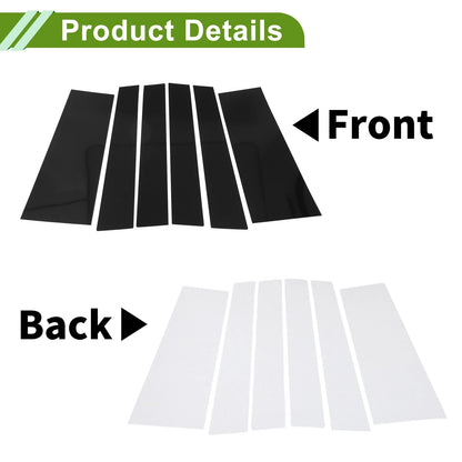 6 x Door Pillar Window Trim for Chrysler Pacifica Black (2017 - 2021)