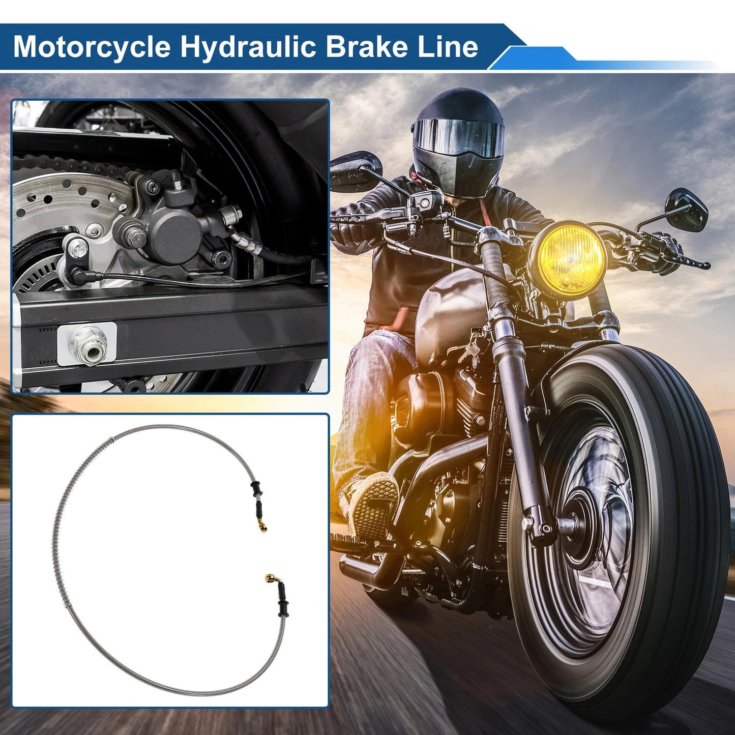 120cm Brake Clutch Oil Hose Line Silver Tone for Motorcycle