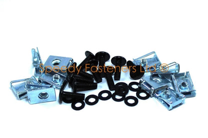 10 x m6 Aluminium Noir Tête de fourche Boulons & Acier Clips for Yamaha