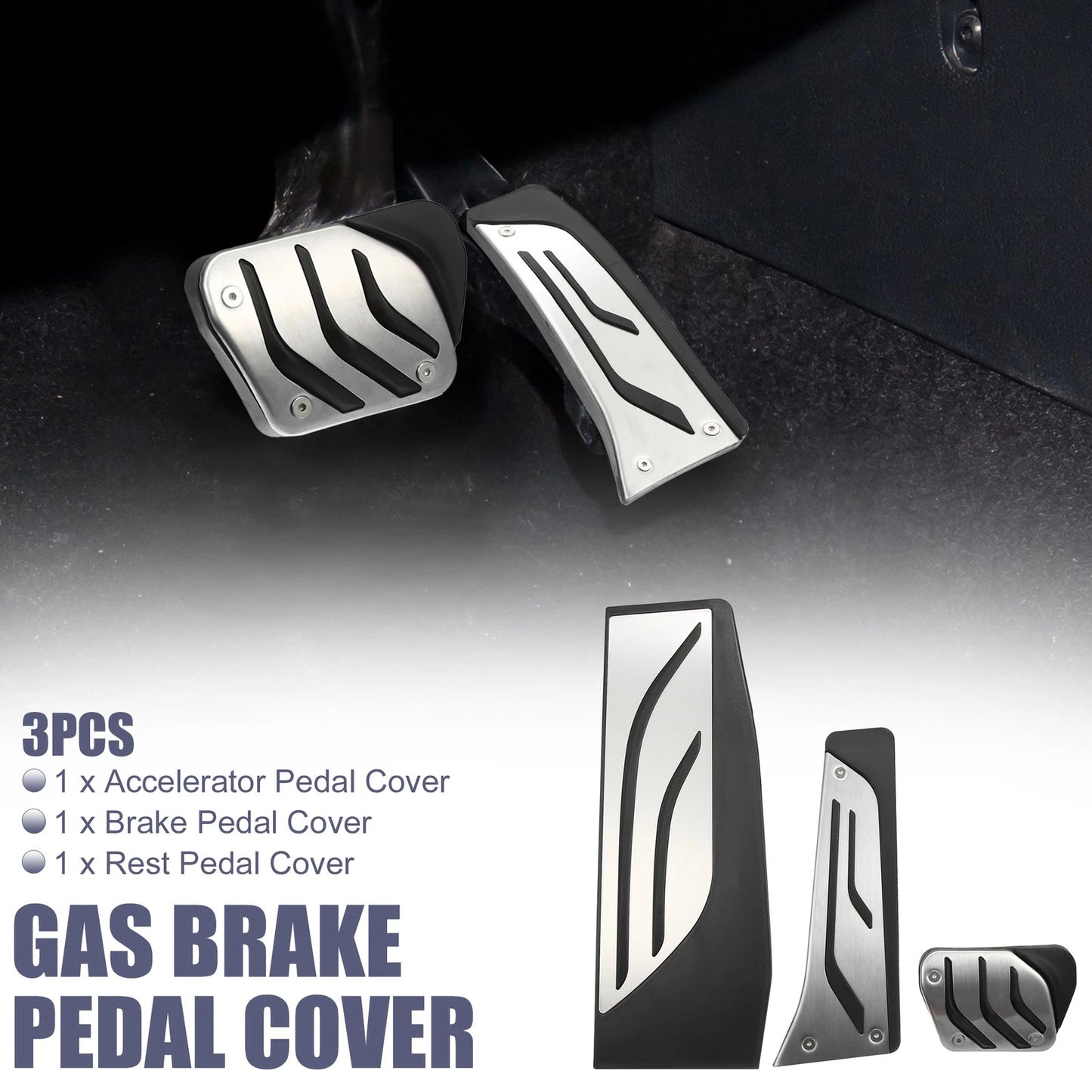 3 Pcs Accelerator & Brake Pedal Covers for BMW 1 2 3 4 Series (2011-2020)