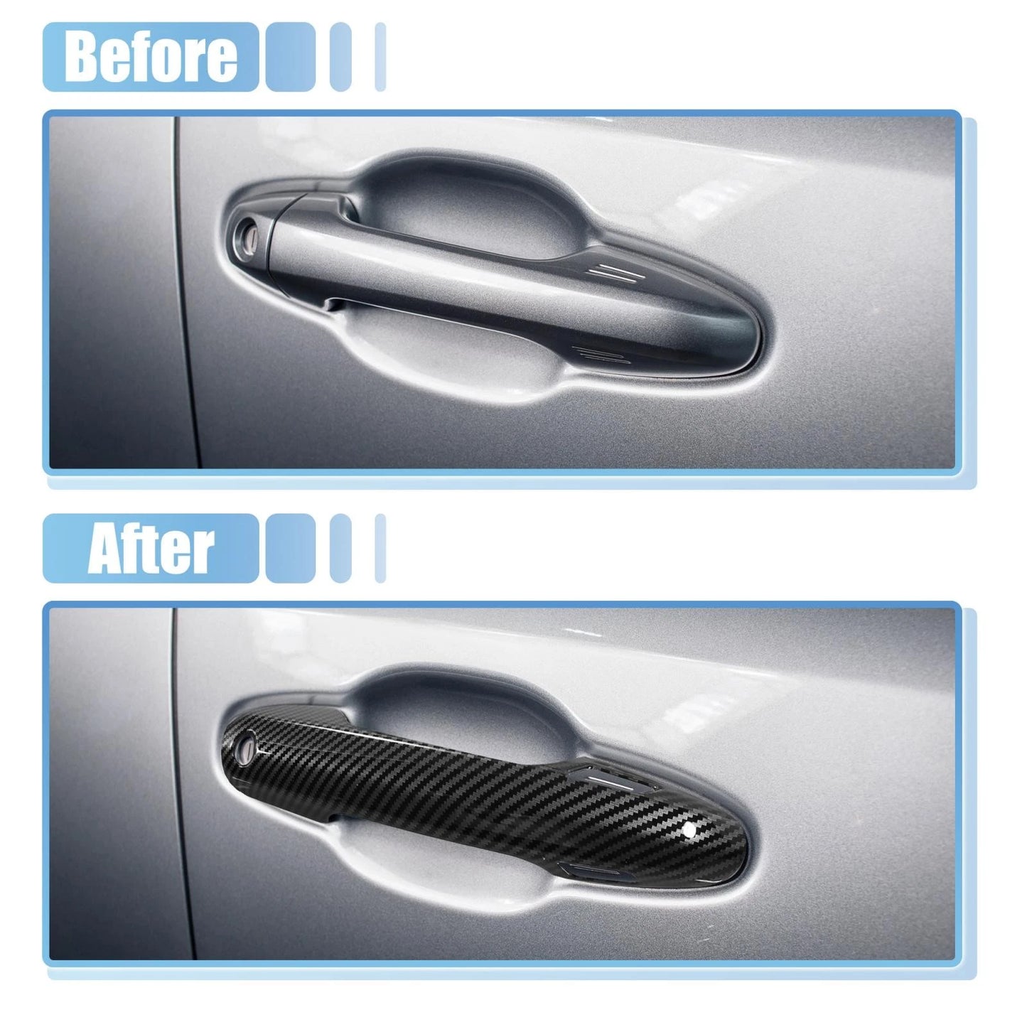 4pcs Door Handle Cover Trim for Toyota RAV4 (2019-2021) Carbon Fiber Black
