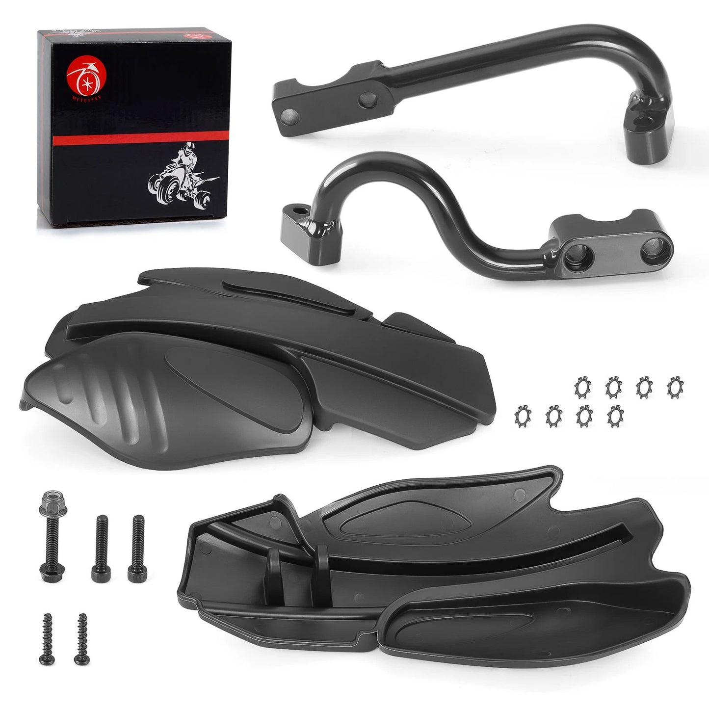 2 x Hand Guards & Bracket Mount Kit for Polaris Sportsman 850 Black (2015–2024)