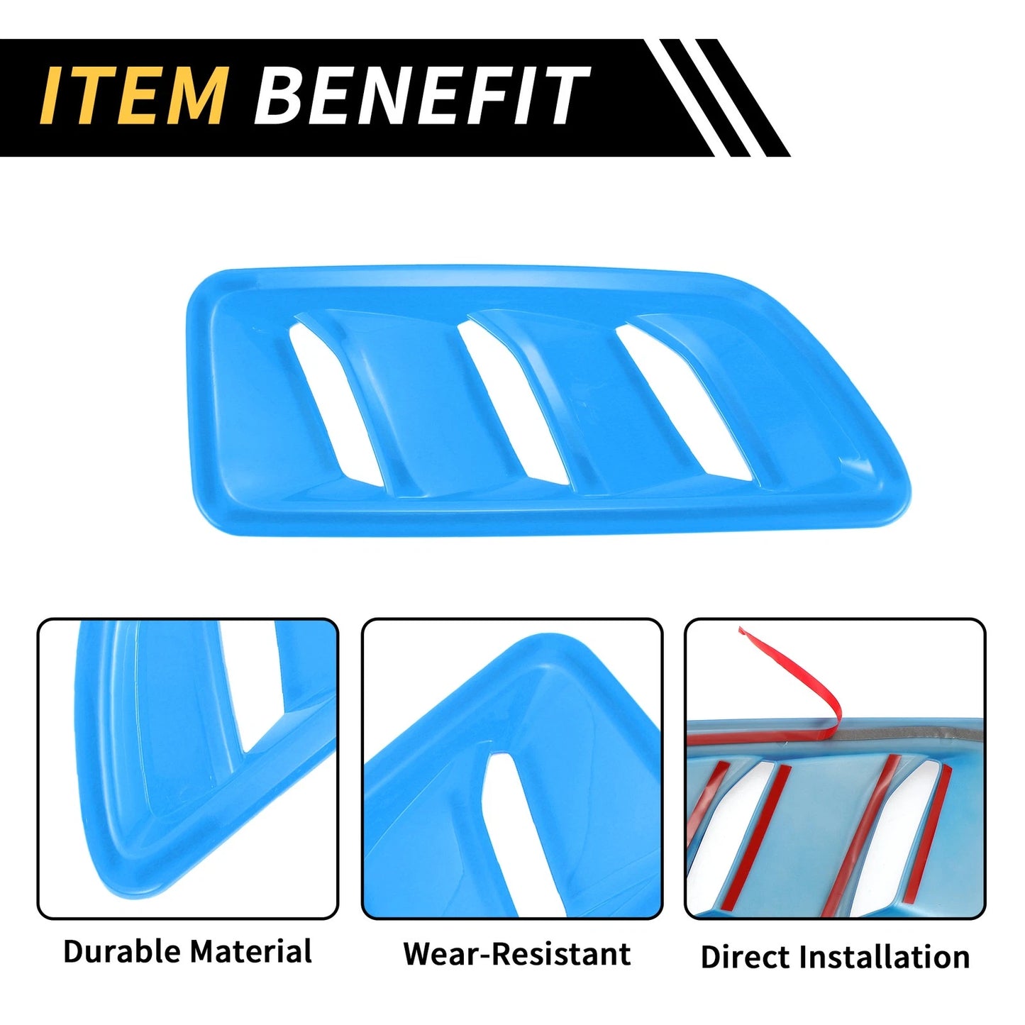Front Hood Air Outlet Vent Cover Trim for Jeep JL JLU (2018-2024) Light Blue
