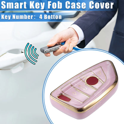 Buttons Smart Key Fob Cover Case for BMW 3 4 5 6 7 Series TPU Pink