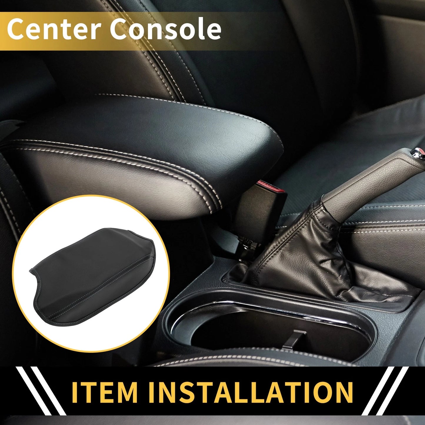 Microfiber Leather Center Console Armrest Cover for Ford Ranger