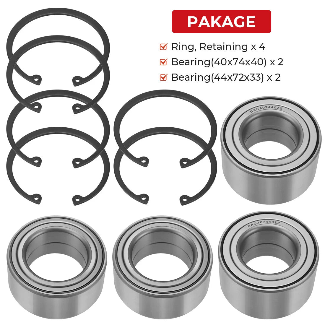 4 Front & Rear Wheel Bearings for Polaris Ranger 900 XP Crew (2013–2019)