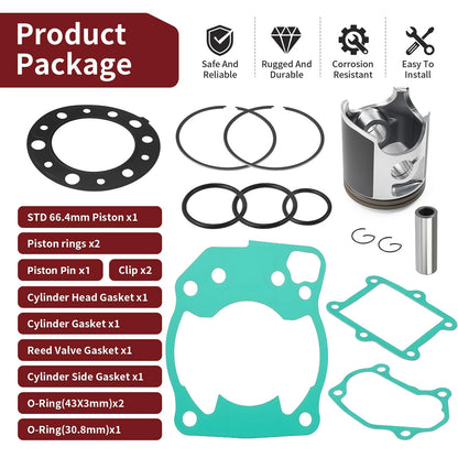 Top End Rebuild Kit Piston Gasket 66.34mm Bore for Honda CR250R (1992–1996)
