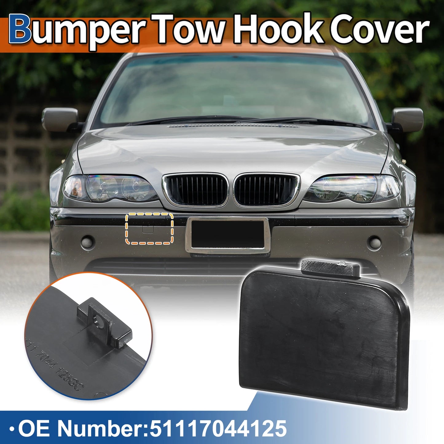 Bumper Tow Hook Cover for BMW 3 E46 2001-2005 (Unpainted)