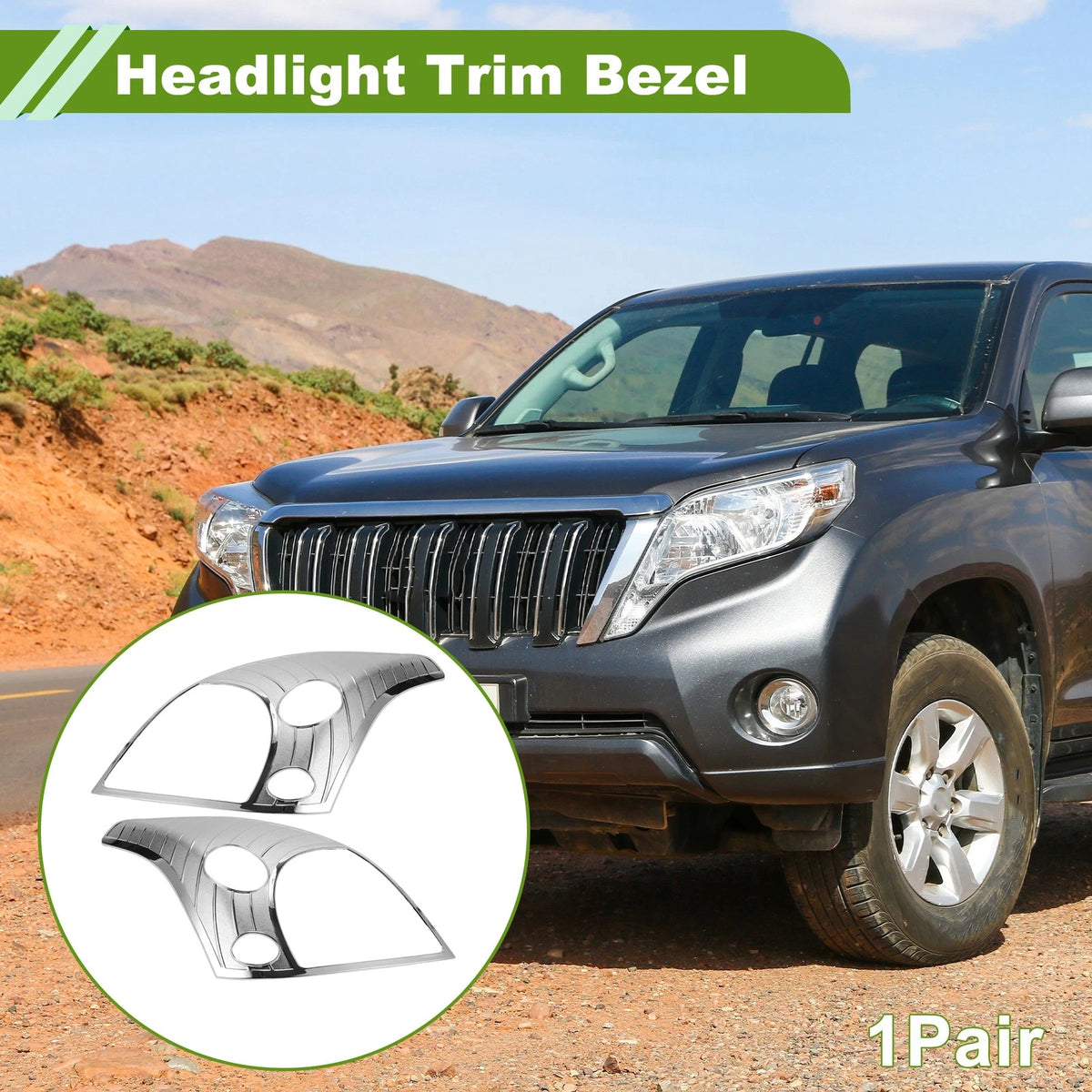 Car Front Left Right Headlight Trim Bezel for Toyota Prado FJ120 (2003-2009)