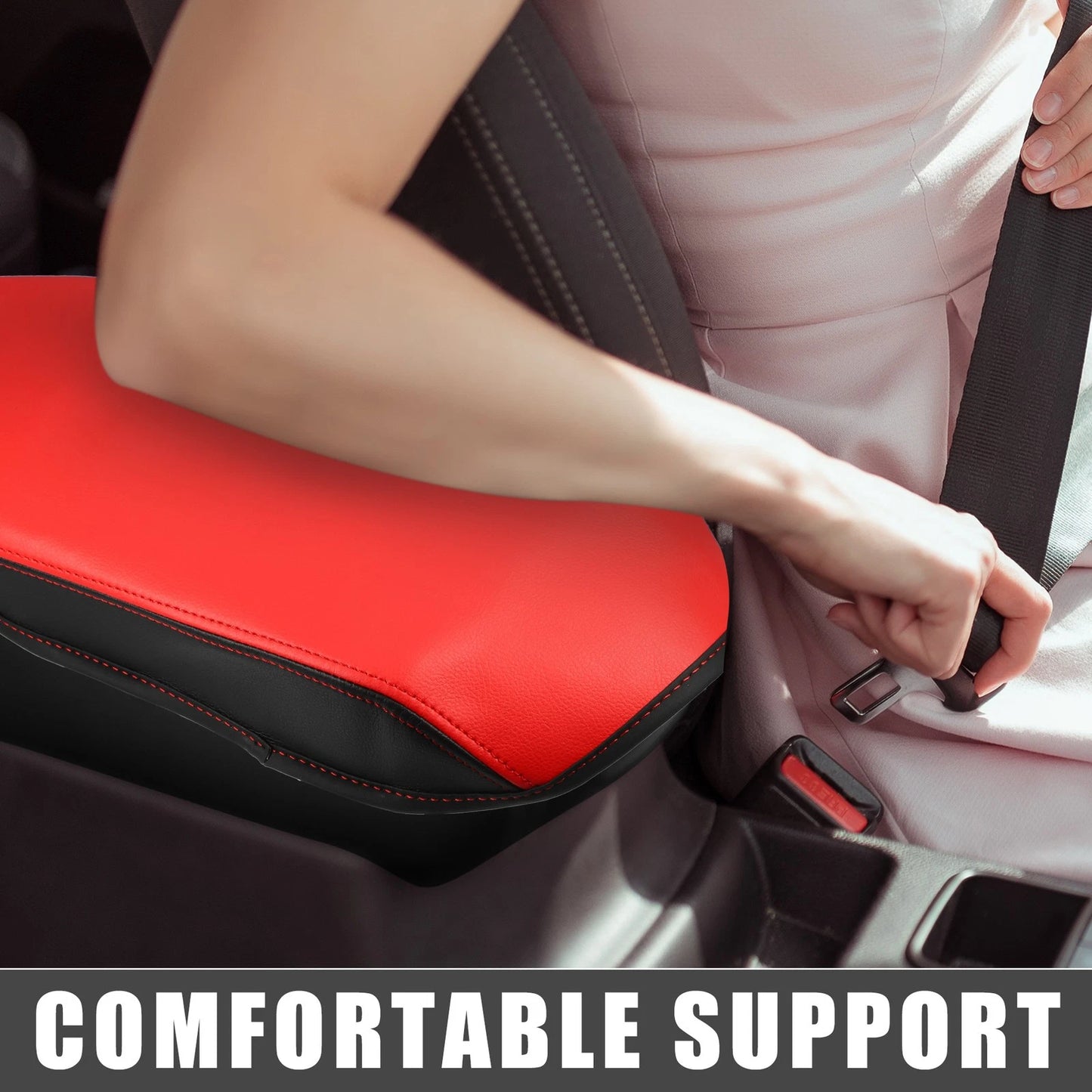 Center Console Armrest Cover for Mazda CX-5 (2017-2023) Black Red