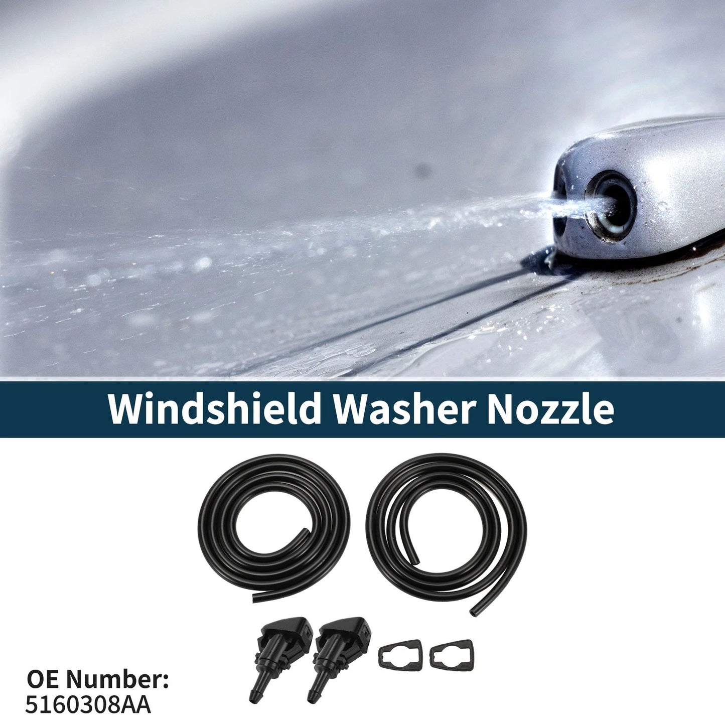 Windshield Washer Nozzle & Gasket, Fluid Hose for Dodge (2001-2009)