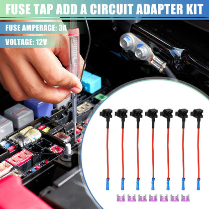 7 x Universal 12V Car Fuse Tap with 7 x 3A Low Profile Mini APS Fuse
