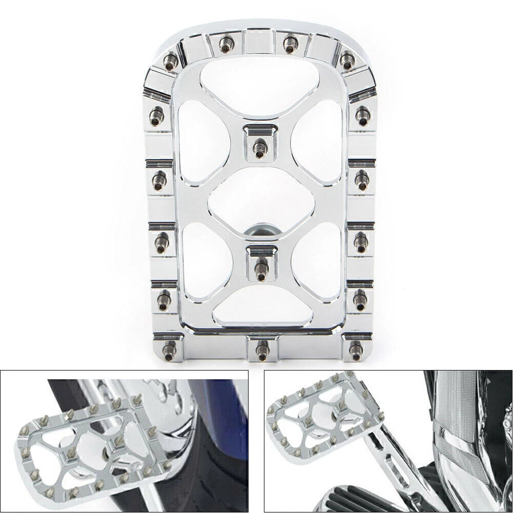 2 x Chrome MX Style Large Brake Pedal Pad Covers for Harley Electra Glide, Softail