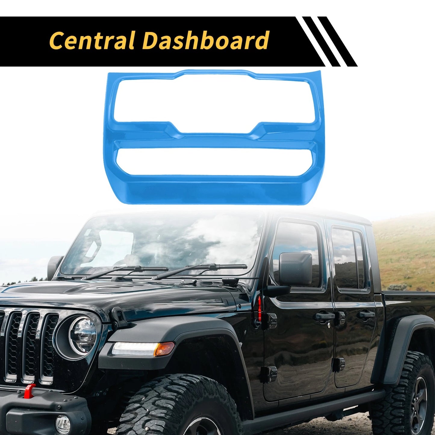 Light Blue Dashboard Center Control Panel Cover for Jeep Wrangler (2018-2023)