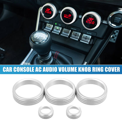 AC Audio Volume Knob Cover Set of 5 for Subaru BRZ GR86 2022 Silver Tone