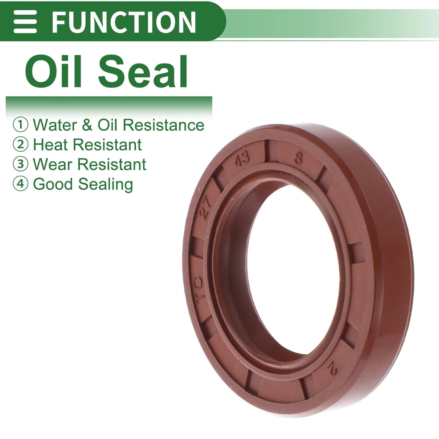 Oil Seal 27x43x8mm Brown 5 Pcs