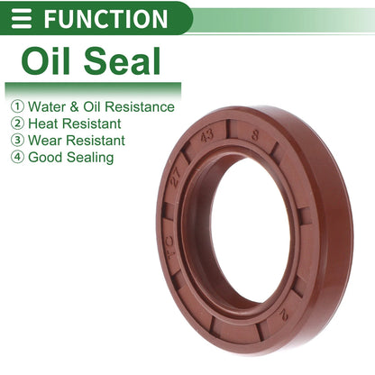 Oil Seal 27x43x8mm Brown 5 Pcs