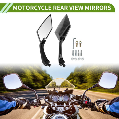 2 x Rear View Mirrors Prismatic Carbon Fiber Pattern Black for M8/M10