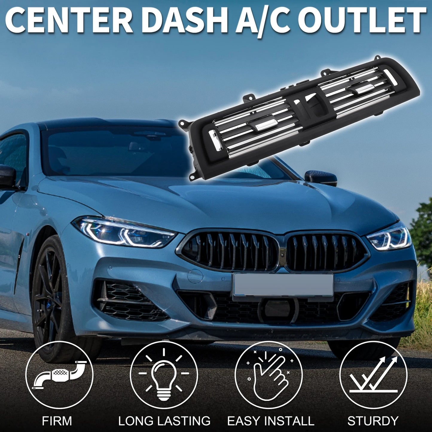 A/C Outlet Dash for BMW 550i 2010-2015 Black Silver Tone