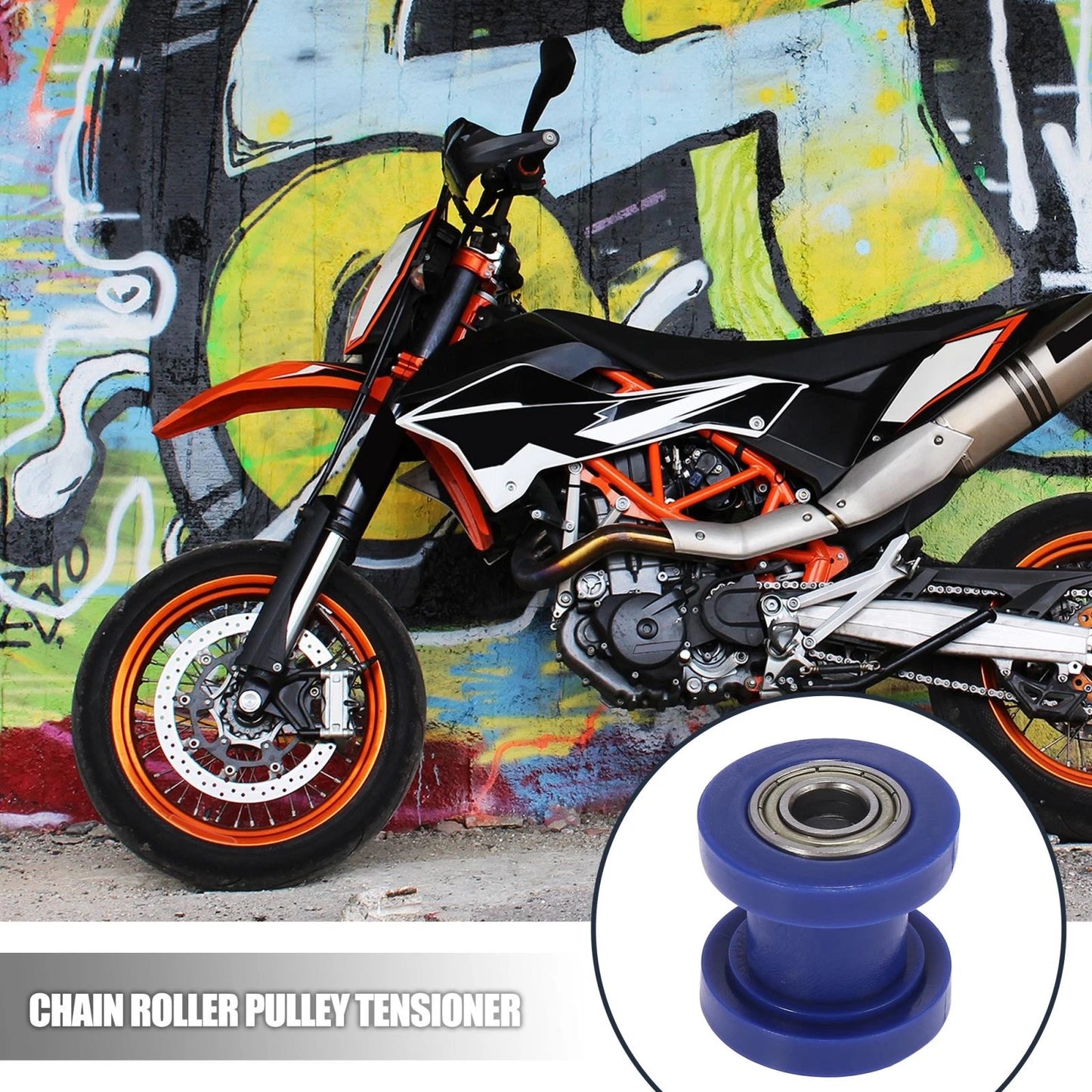 Pulley Tensioner Wheel / 10mm Hole / Blue Chain Roller Guide for Motorcycle ATV