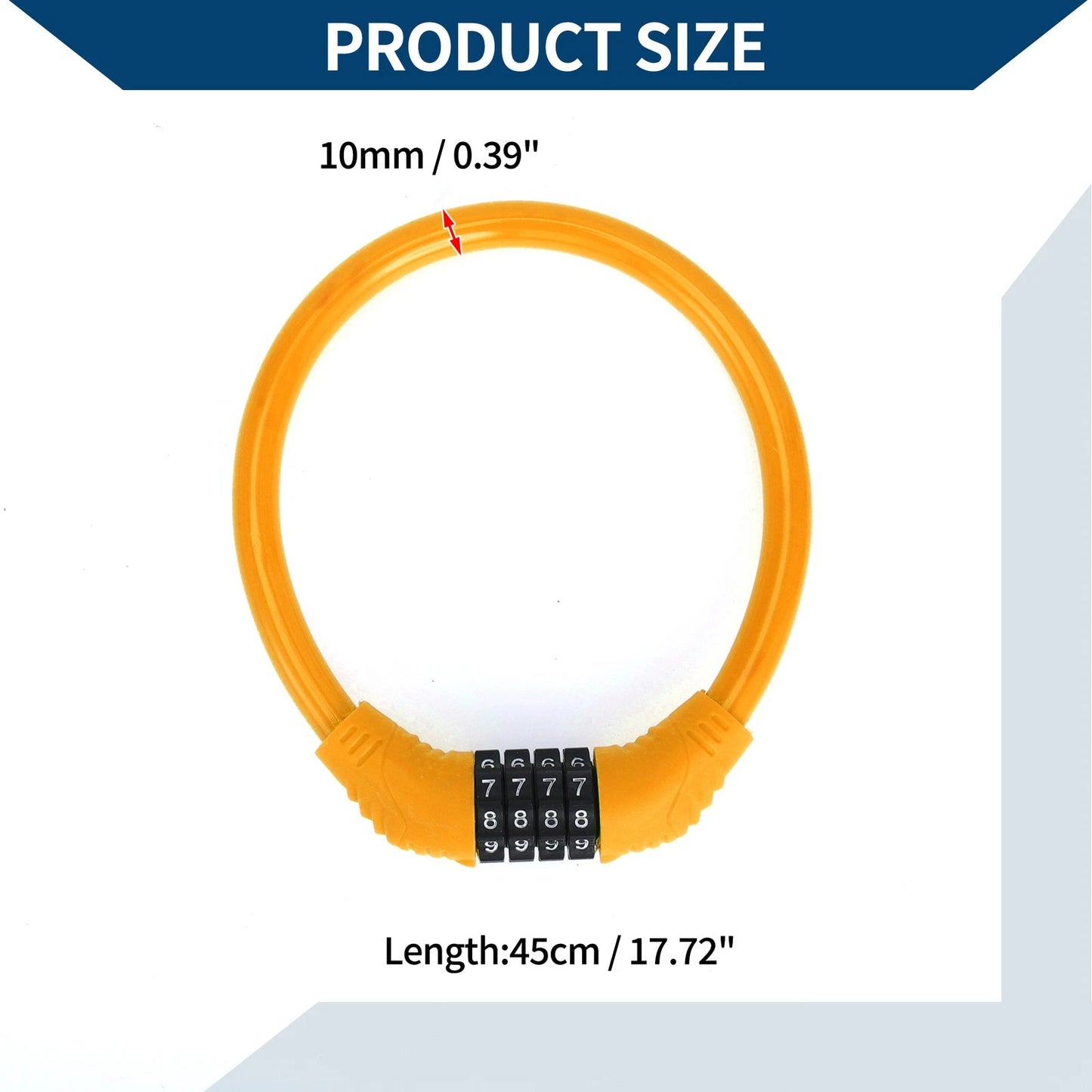 Anti-Theft 4-Digit Mini Bicycle Lock Ring - Orange