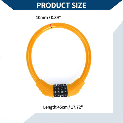 Anti-Theft 4-Digit Mini Bicycle Lock Ring - Orange