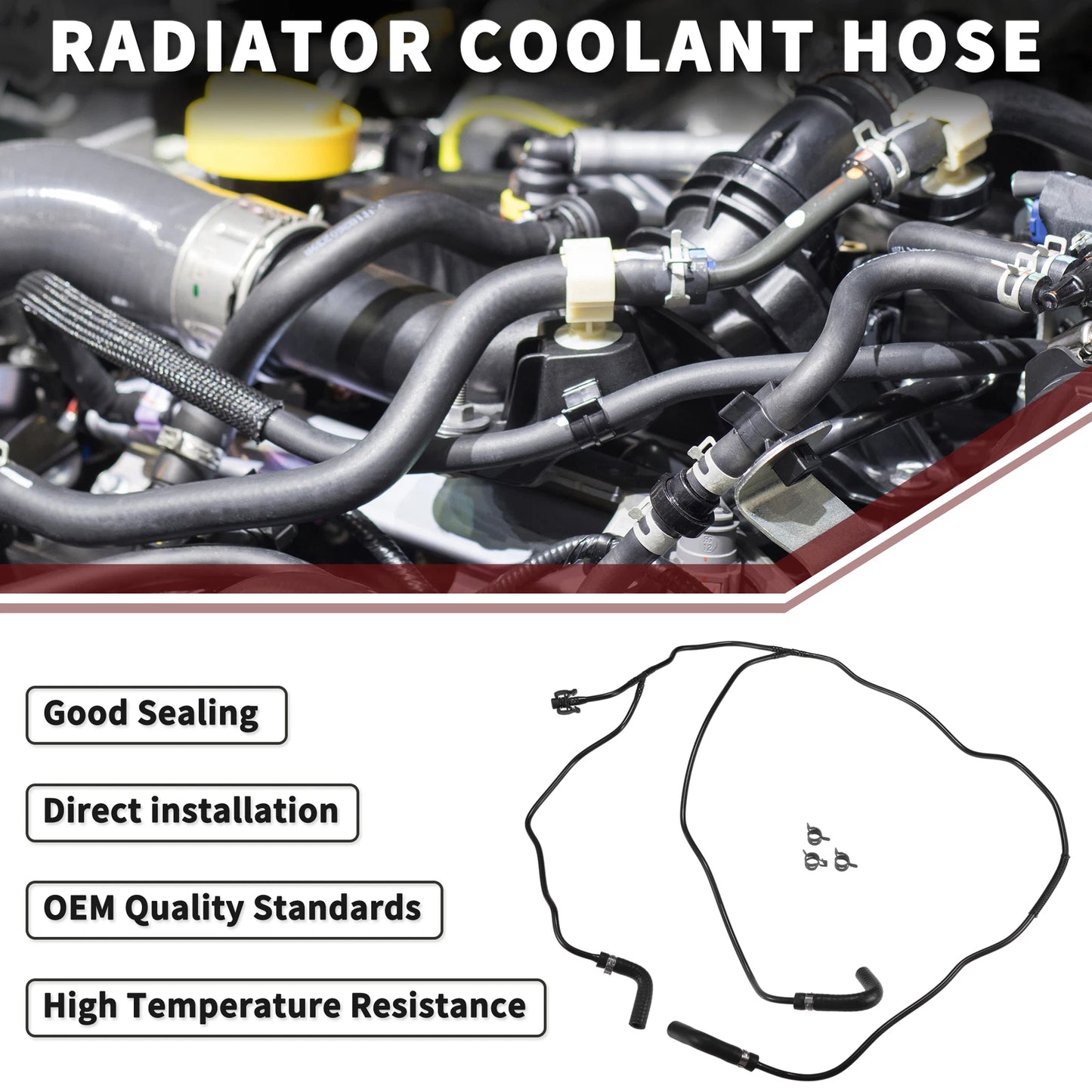 Radiator Coolant Hose for Ford Escape 1.5L (2017-2019) - Black 1 x Piece
