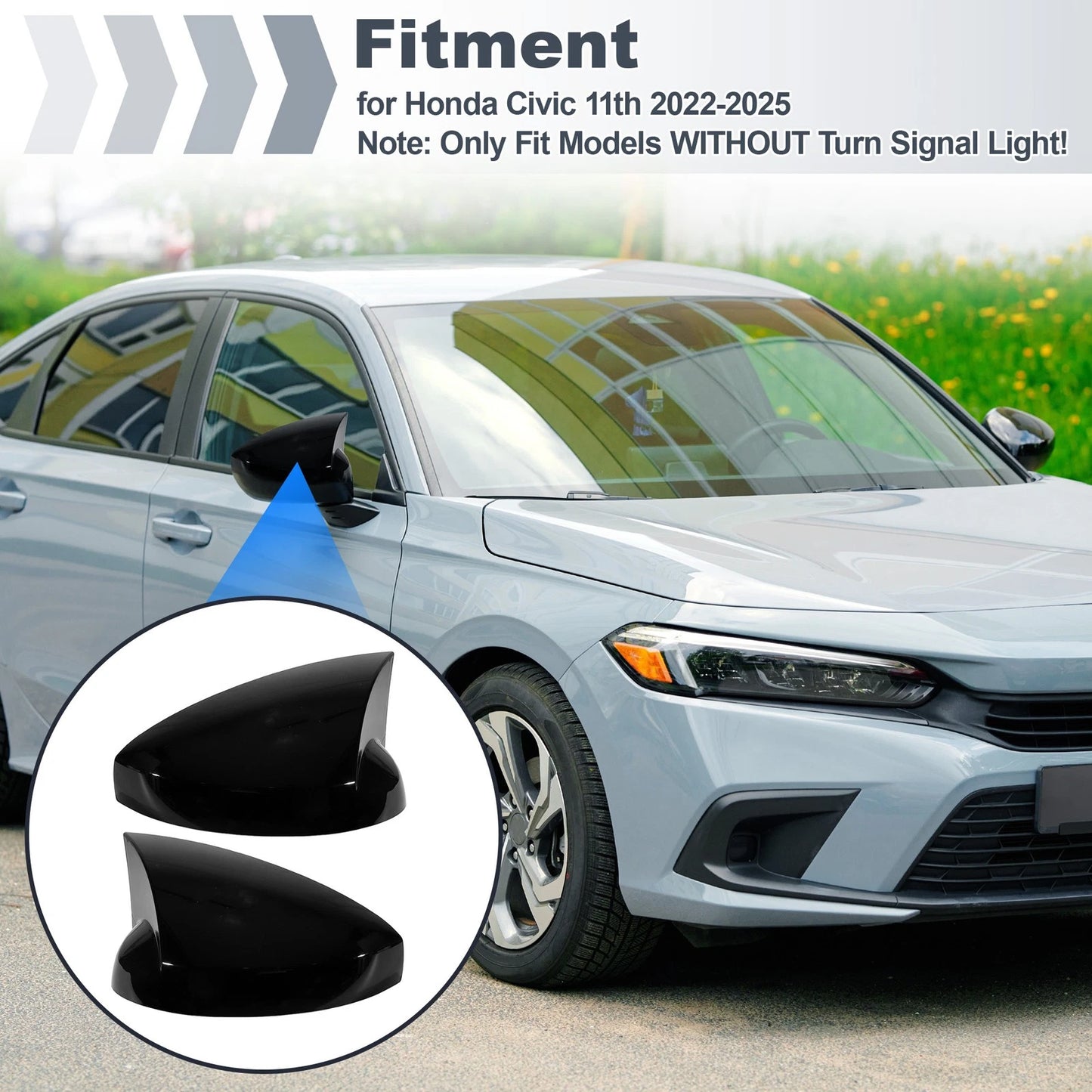 Left & Right Ox Horn Wing Mirror Covers for Honda Civic (2022-2025)