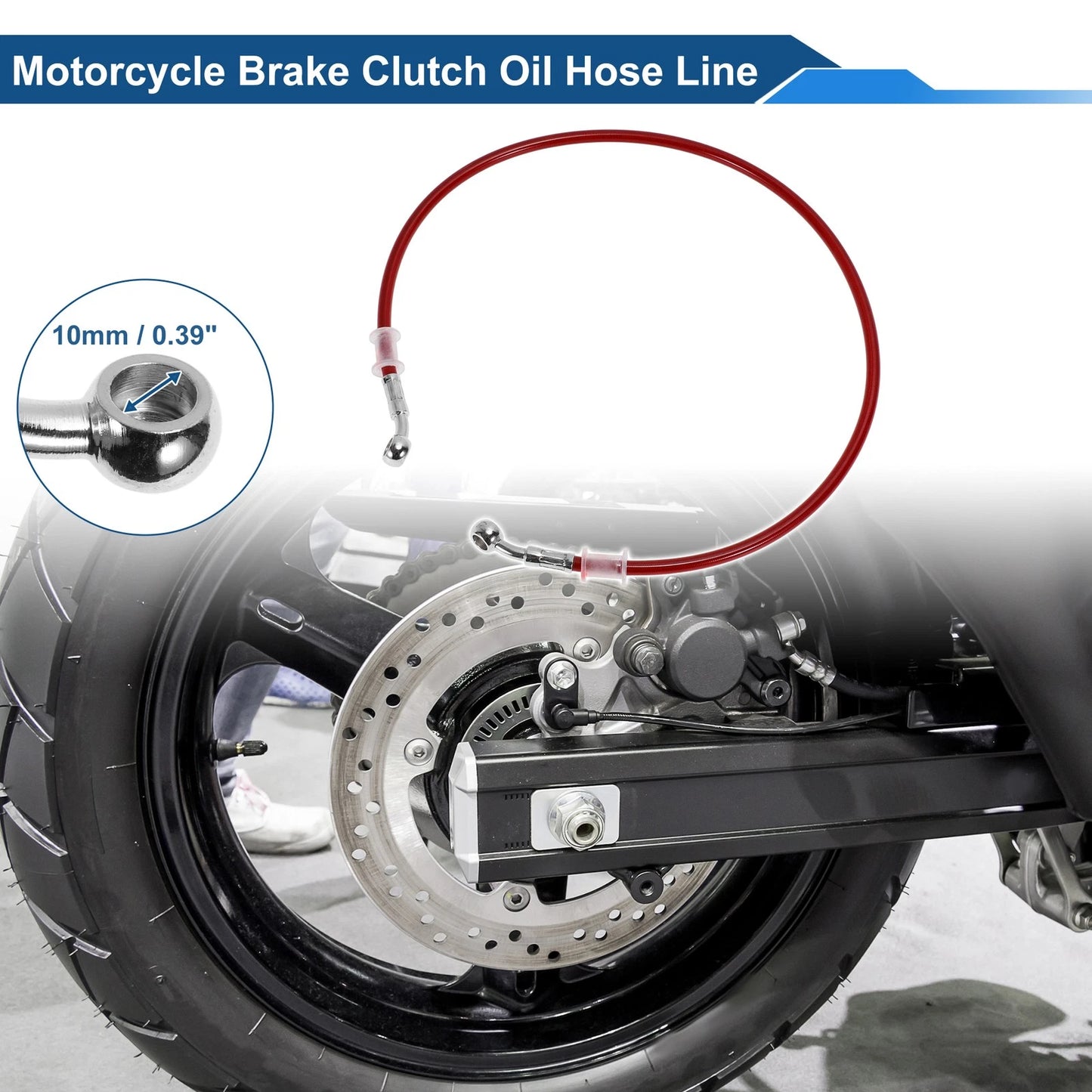 80cm Brake Clutch Oil Hose Line Red for Motorcycle