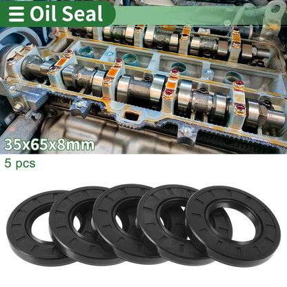 Oil Seal 35x65x8mm NBR Rubber Black 5 Pcs for Car