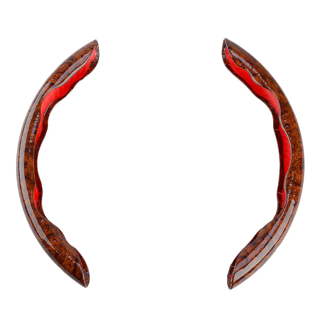 Brown Wood Grain Non-Slip Steering Wheel Cover for Universal Car