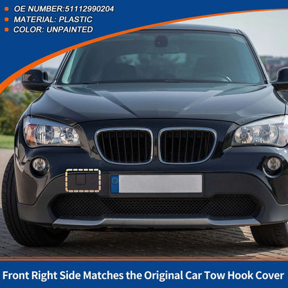 Bumper Tow Hook Cap for BMW X1 E84 2009-2012 (2 x Unpainted Covers)