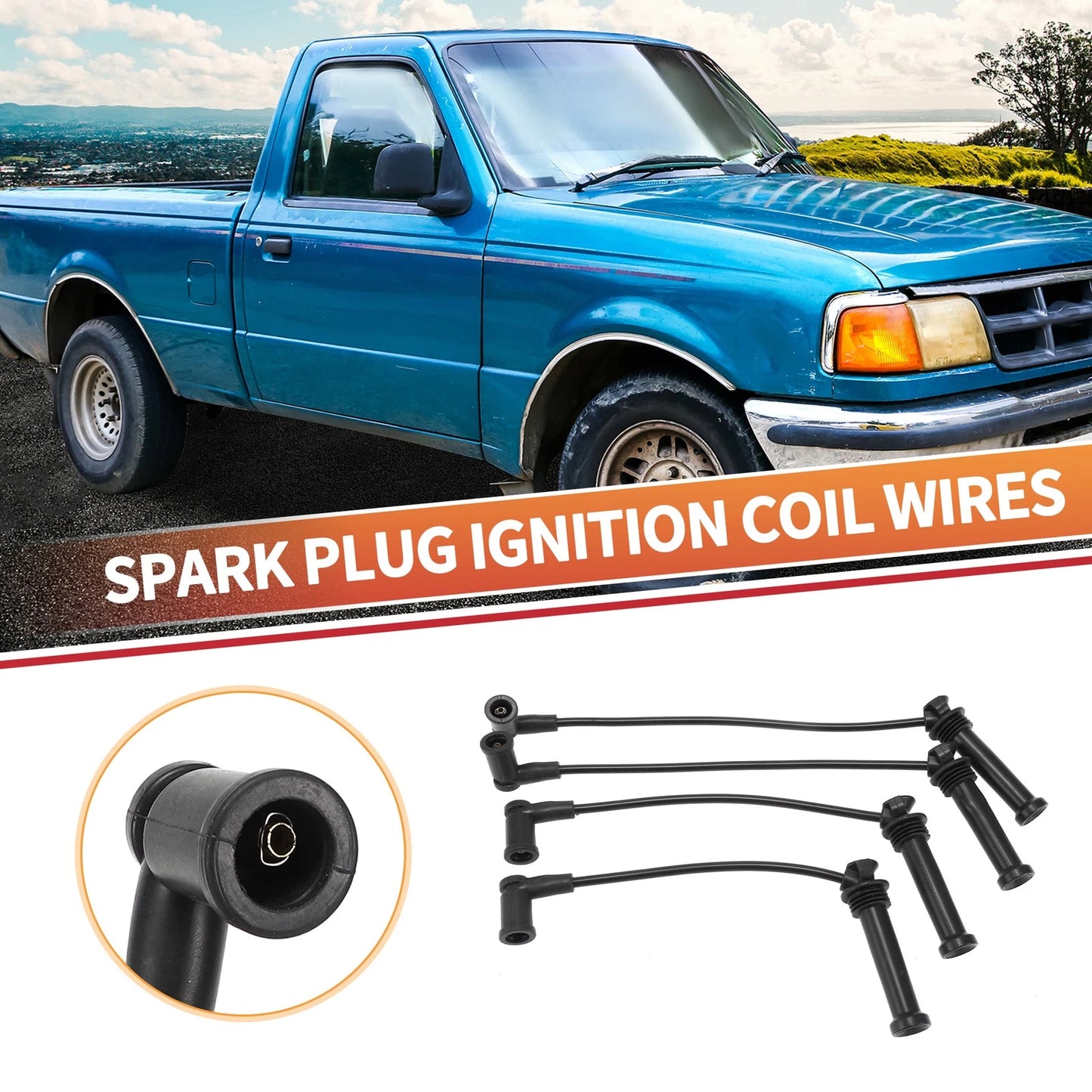 4 x Spark Plug Wire Ignition Coil Cables for Ford Ranger L4 2.3L (2001-2007)